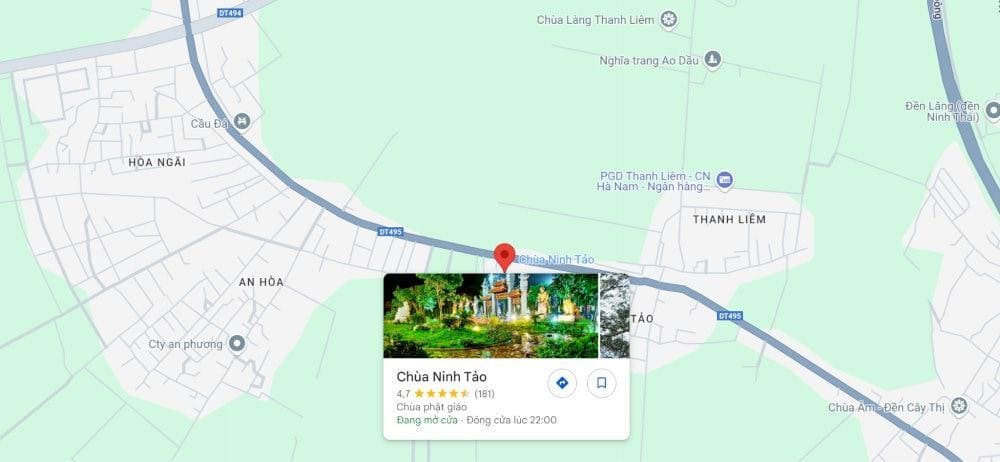 Ch&ugrave;a Ninh Tảo tọa lạc ở giữa c&aacute;nh đồng thuộc thị trấn T&acirc;n Thanh, huyện Thanh Li&ecirc;m, H&agrave; Nam (Nguồn: Internet)